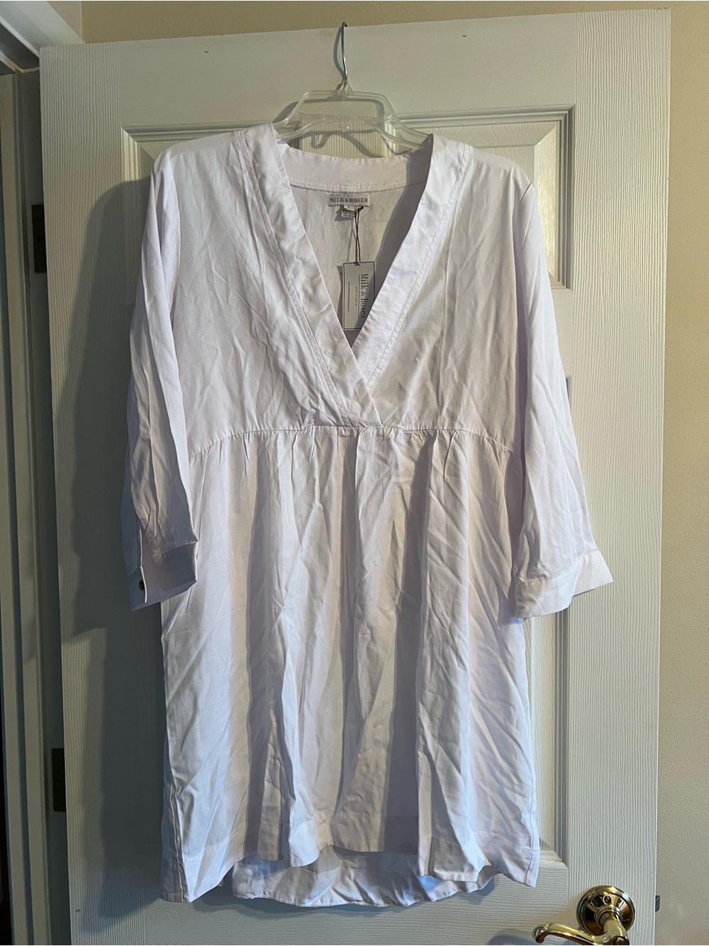 White V-Neck Empire Tunic - Lightweight Ladies' Top